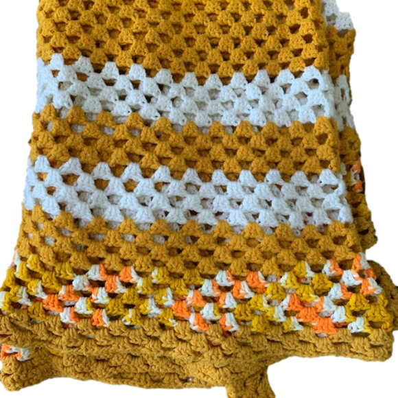 Handmade Candy Corn Crochet Throw Blanket - Picture 1 of 4